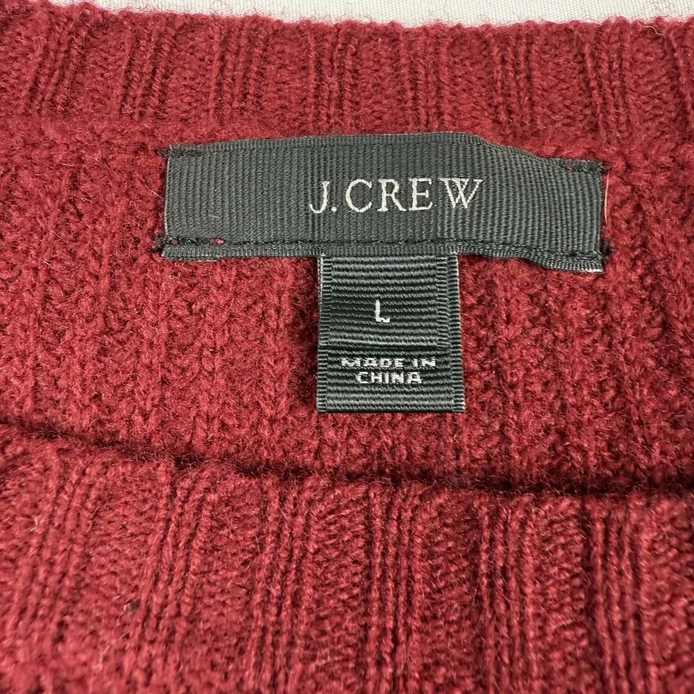 J. Crew 100% Wool Sweater Women's Size Large Leather Patches Relaxed Fit‎ Knit
